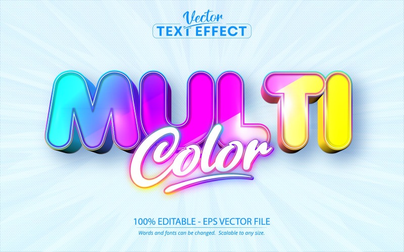 多色-霓虹风格，可编辑的文字效果，字体风格，图形插图