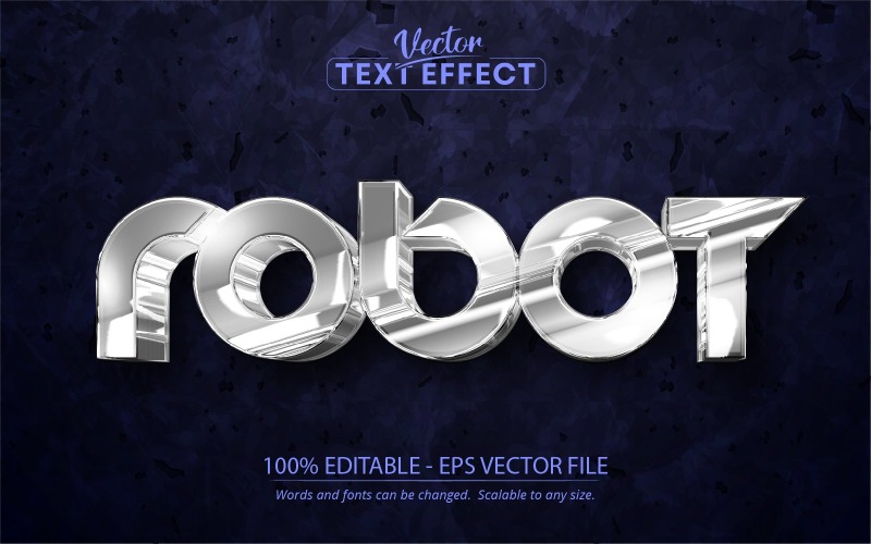 机器人-银色金属风格，可编辑的文字效果，字体风格，图形说明
