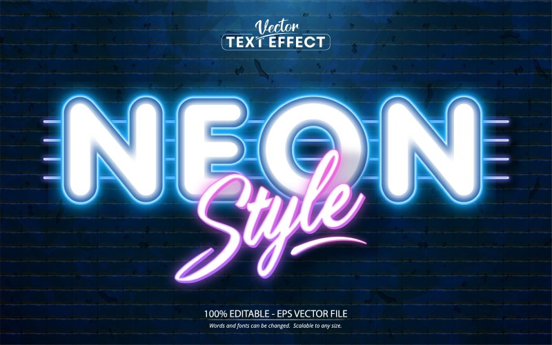 Stile neon: effetto testo modificabile, stile carattere, illustrazione grafica