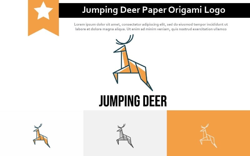 跳鹿自然动物纸折纸风格线标志