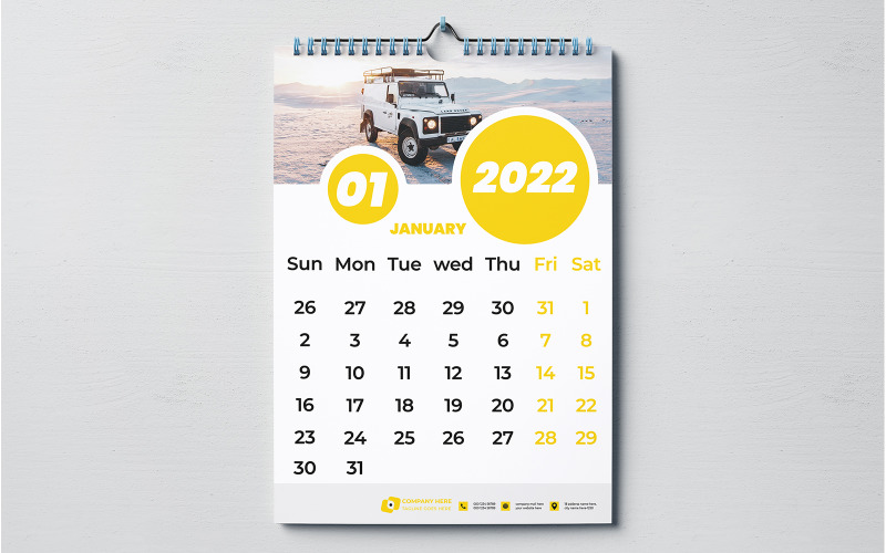 Szablon kalendarza ściennego 2022 Planner