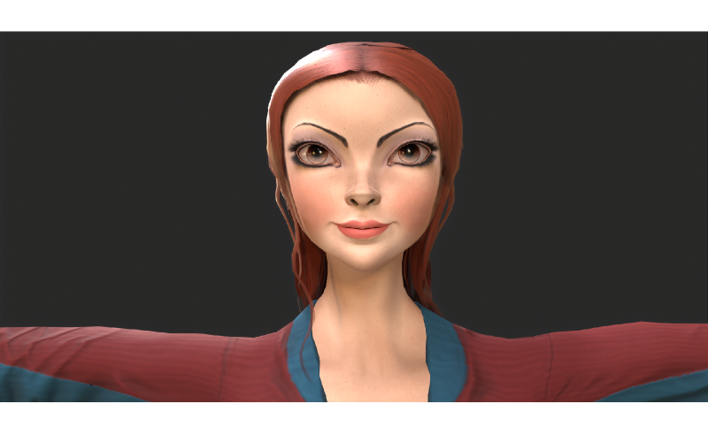 Modelo 3D de personaje Low Poly de niña de dibujos animados