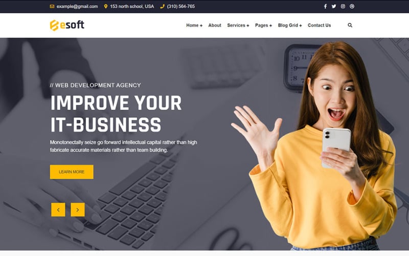 Besoft – тема WordPress із технологіями та програмним забезпеченням.