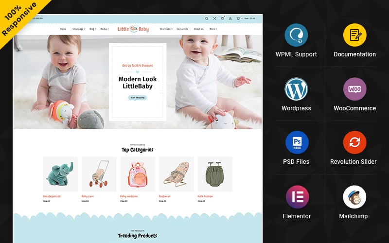 LittleBaby - Tienda de moda y juguetes para niños Elementor WooCommerce