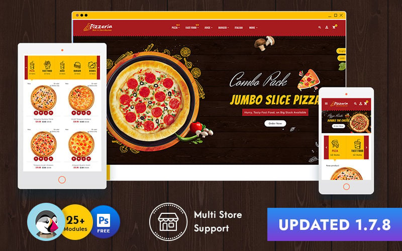 Pizzacı - Restoran / Kafe / Bistro / Fast Food e-Ticaret PrestaShop Teması