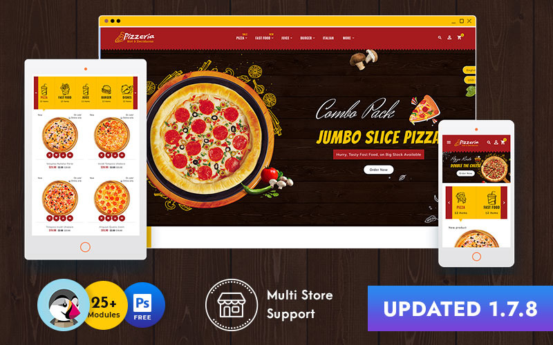 Pizzeria - Restauracja / Kawiarnia / Bistro / Fast Food eCommerce Motyw PrestaShop