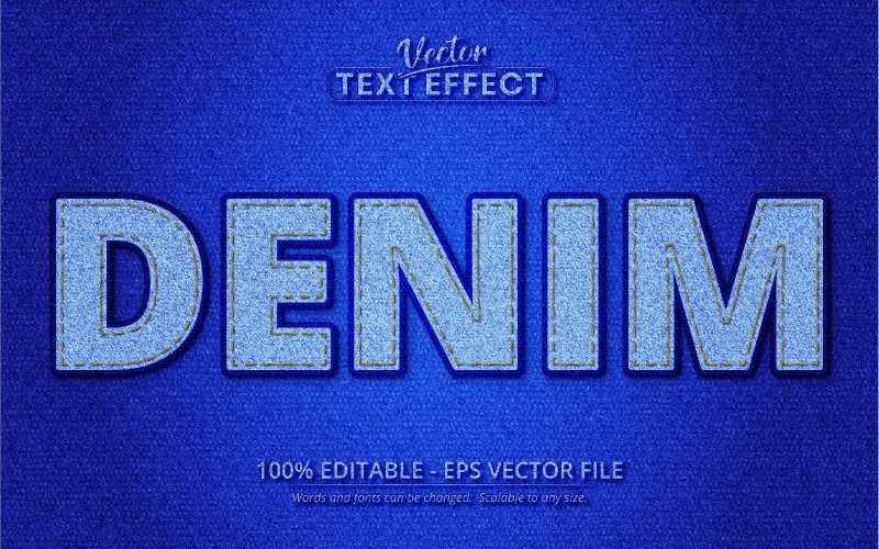 Denim - effet de texte modifiable, style de police de jeans, illustration graphique