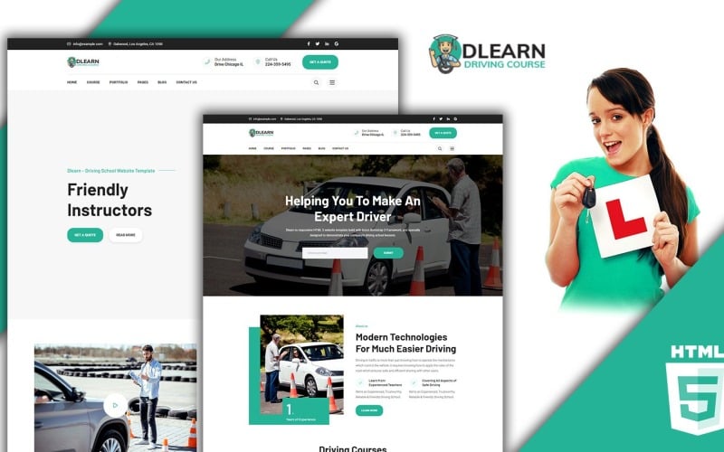 Dlearn驾驶交通学校HTML5网站模板