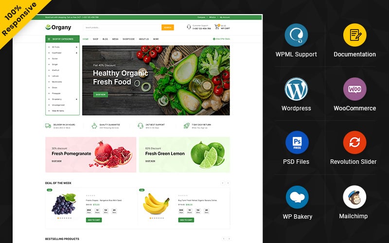 有机- WooCommerce商店与多功能食品和食品响应能力