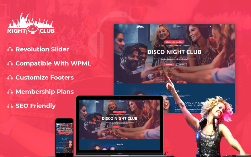 Nachtclub - Feest WordPress-thema met AI Content Generator