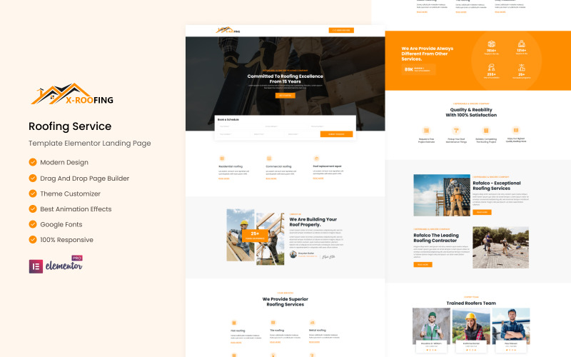X-Roofing - 服务 Ready to Use Elementor One-page Template