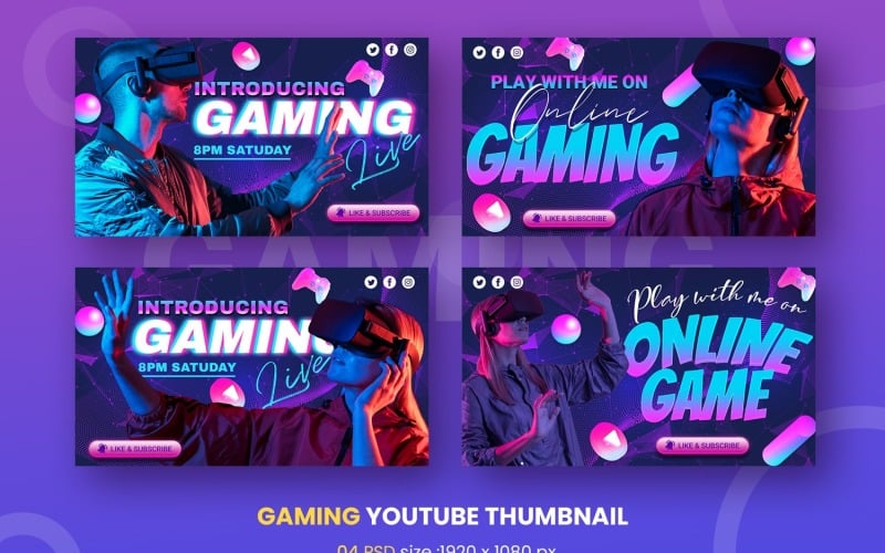 Gaming Youtube Thumbnail Vorlage Social Media