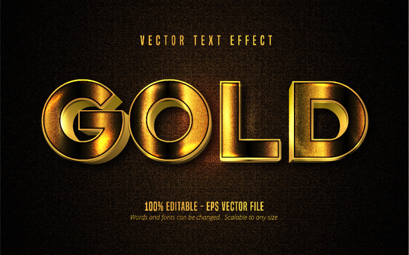 金色-可编辑的文字效果，金属和闪亮的金色文字风格，图形插图