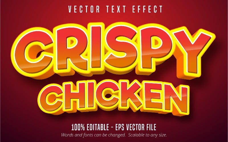Pollo croccante - Effetto testo modificabile, stile testo fumetto e cartone animato, illustrazione grafica
