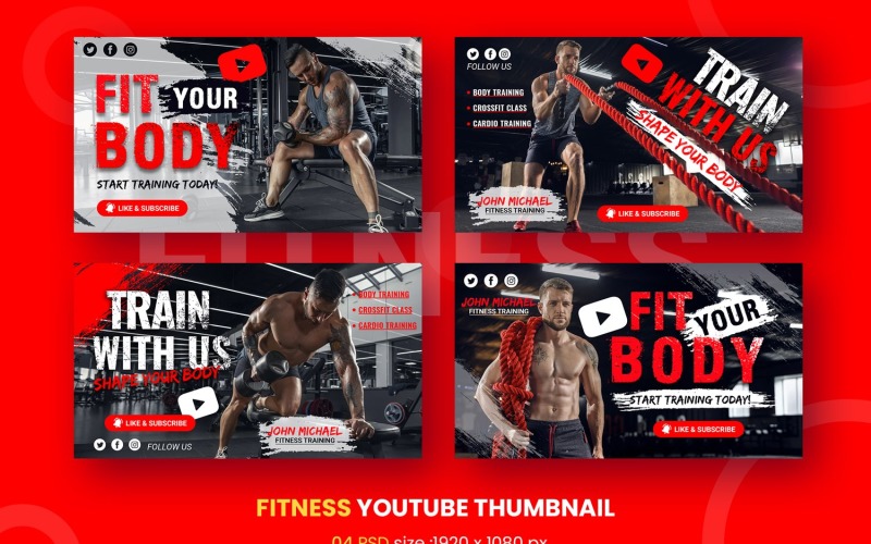 Fitness Gym Youtube Thumbnail Vorlage Social Media