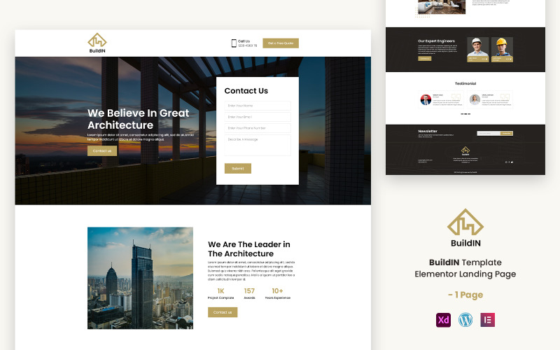 BuildIN - Архітектурні послуги Готовий до використання шаблон Elementor