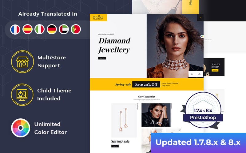 Elegant - Адаптивна тема PrestaShop для ювелірних виробів та аксесуарів