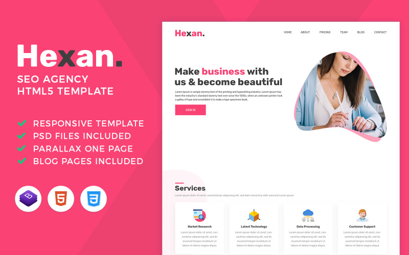 Hexan - HTML-шаблон цифрового агентства / SEO-агентства