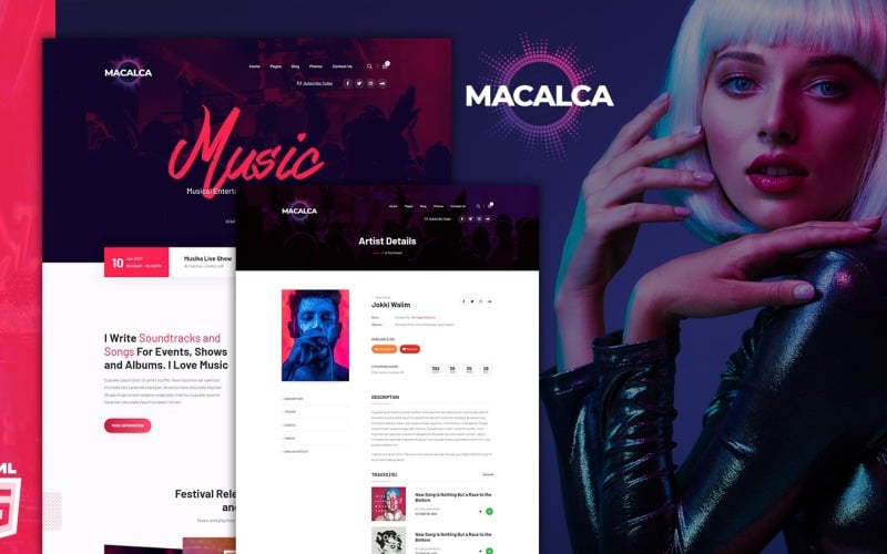 HMTL5 Macalca音乐爱好者网站模板
