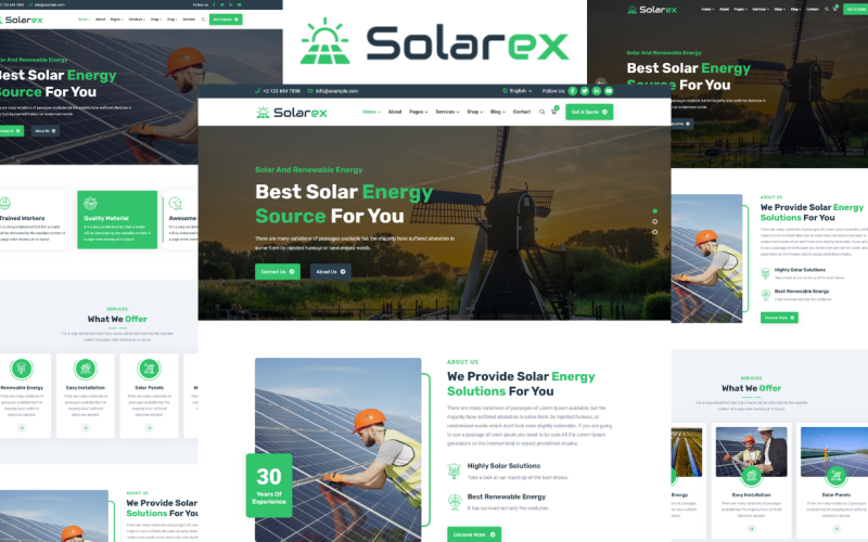 Solarex - HTML5-Vorlage für Solar und erneuerbare Energien
