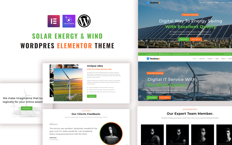 Solarwind -太阳能和风能WordPress元素主题