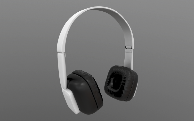 Hoofdtelefoon zwart-wit 3D-model