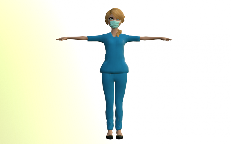 护士女孩-游戏准备3D模型