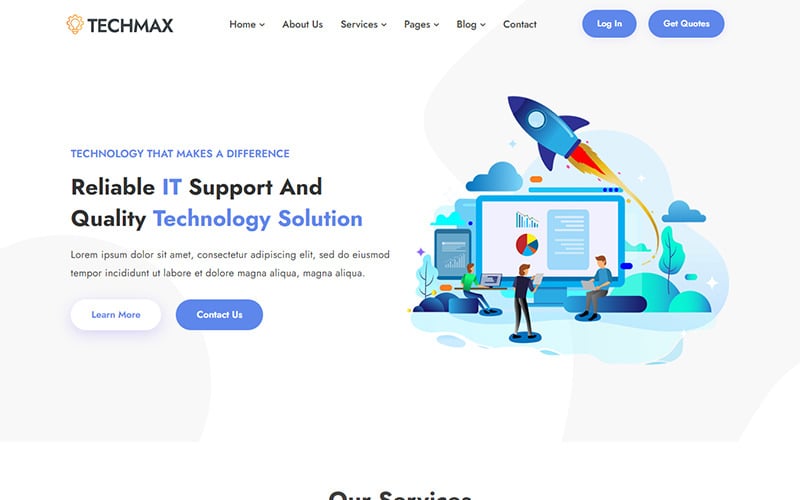 Techmax - it解决方案和技术服务HTML5响应网站模板