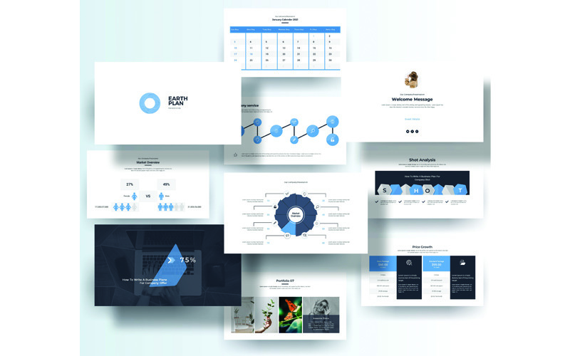 Muktipurpose Business Plan PowerPoint-presentatiesjabloon