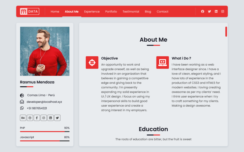 MyData - CV a Resume Joomla 4&5 Template