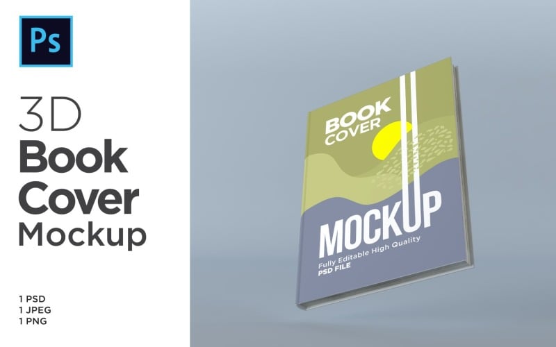 Kitap Kapağı Mockup PSD 3d Render Çizim Şablonu