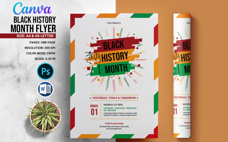 Flyer-Vorlage zum Black History Month, Wod, PSD und Canva