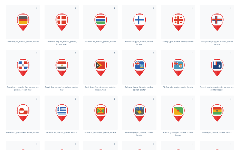 Ikona Pin Marker Lokalizator Mapa Nawigacja Flagi krajów