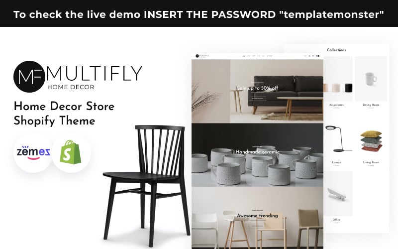 Ev Dekorasyonu için Multifly İç Tasarım Shopify Teması