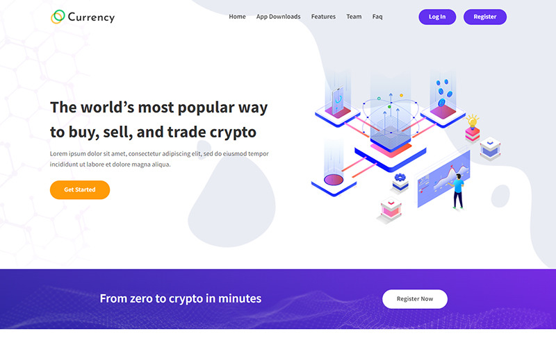 Devise - Modèle de page de destination de crypto-monnaie