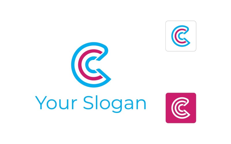 C-和CC Creative-Letter-Logo-Template