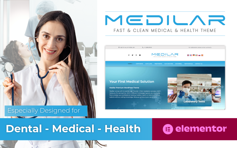 Medilar - Fast & Clean Medical & 健康诊所Wordpress主题