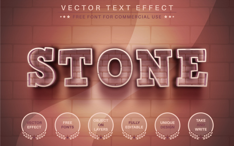 Brick Stone - Editable Text Effect, Font Style, Graphics Illustration