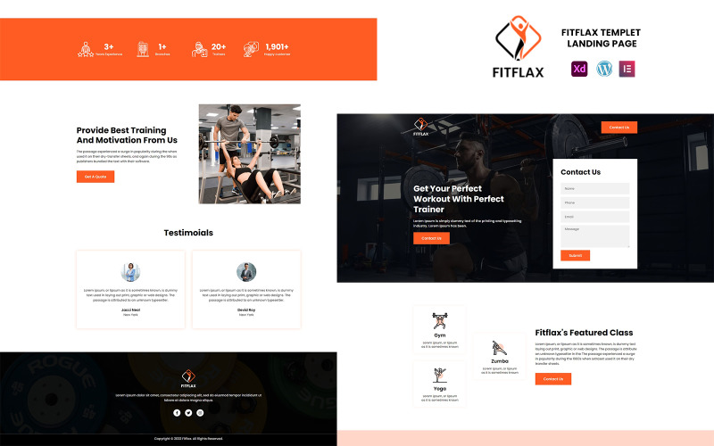 Fitflax Fitness Services登录页面模板Elementor即用