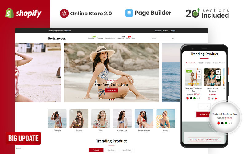 Shopify Theme für den Shop von Bademode und Dessous