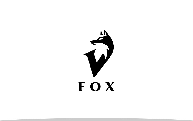 Fox bokstaven V logotyp mall