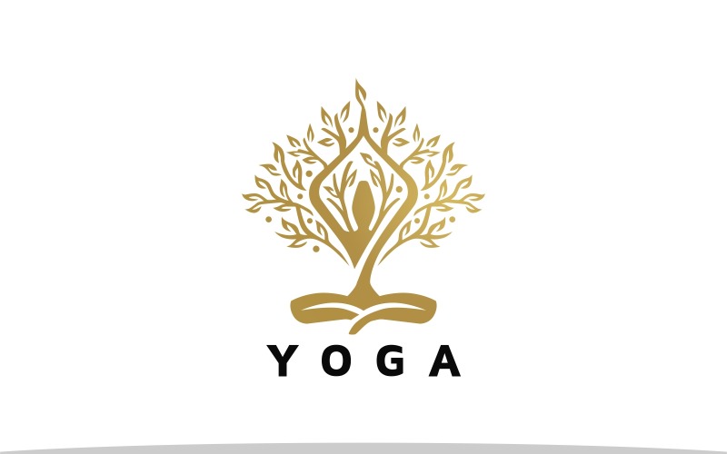 Modelo de Logotipo Zen de Árvore de Yoga