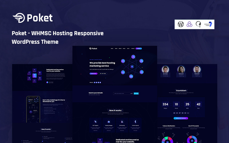 Poket - адаптивна тема WordPress для хостингу WHMSC