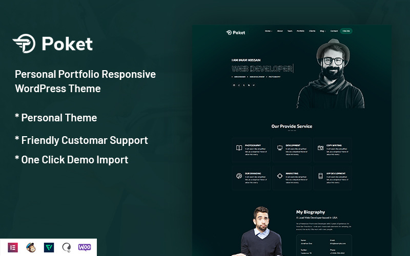 Poket - Personal Portfolio Responsivt WordPress-tema