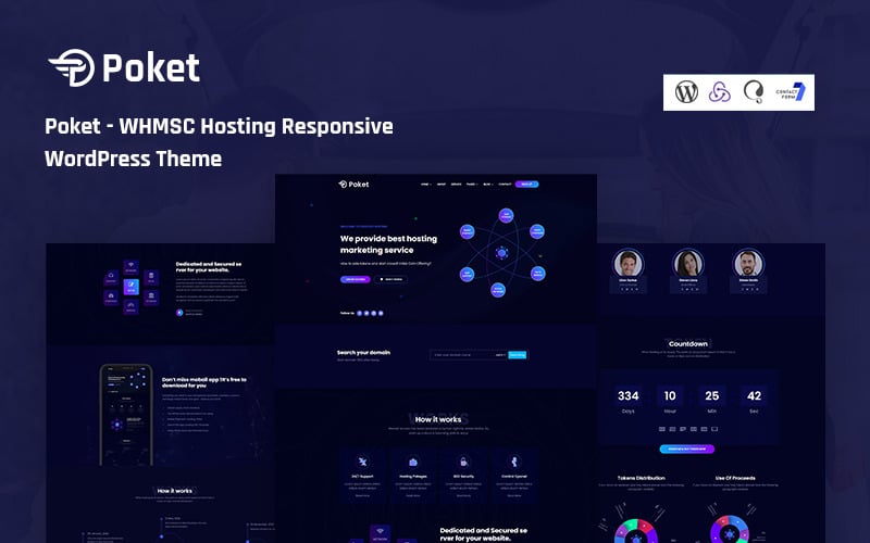 Poket - Responsywny motyw WordPress WHMSC Hosting