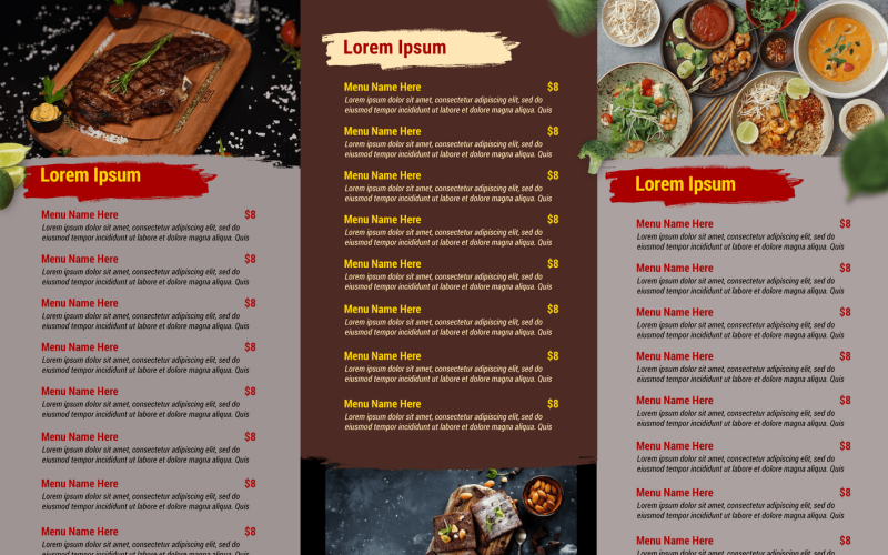 食品双折菜单:食品宣传册设计模板