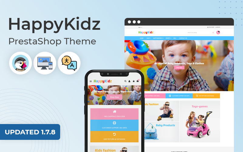 HappyKidz -儿童时尚和玩具响应pre - shop主题