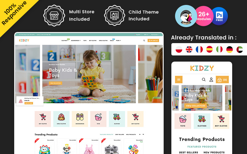 Kidzy - Oyuncak ve Moda Çok Amaçlı Prestashop Mağazası