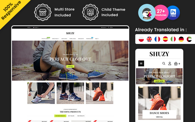 Shuzy - Sko- och skobutik Multipurpose PrestaShop Theme