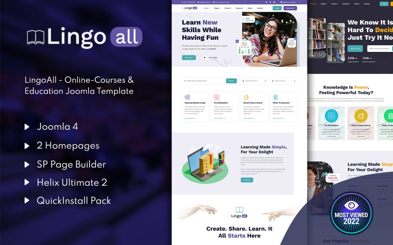 LingoAll - Modèle Joomla 4&5 de cours et d'éducation en ligne